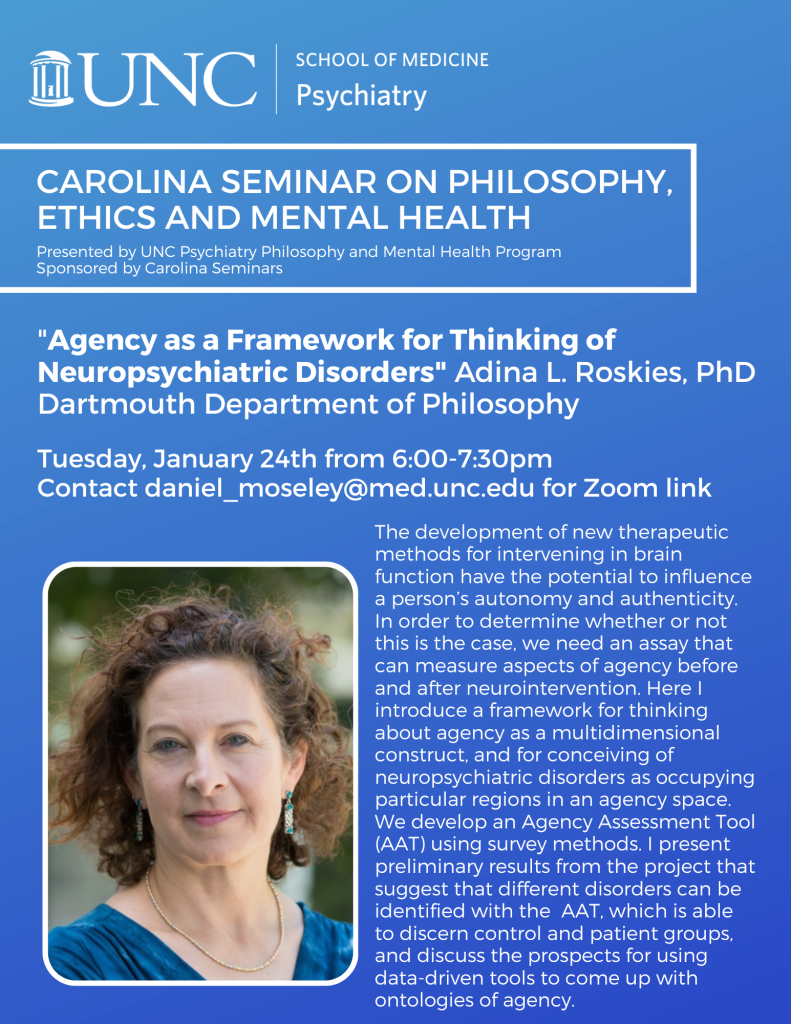 Carolina Seminar on Philosophy, Ethics and Mental Health | Adina L ...